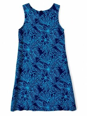 Blue Ginger Hawaii Tropical Floral Rayon Shift Dress XS Blue Sleeveless